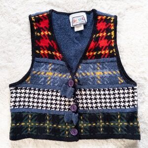 Colorful Knit Vest with Button Closure